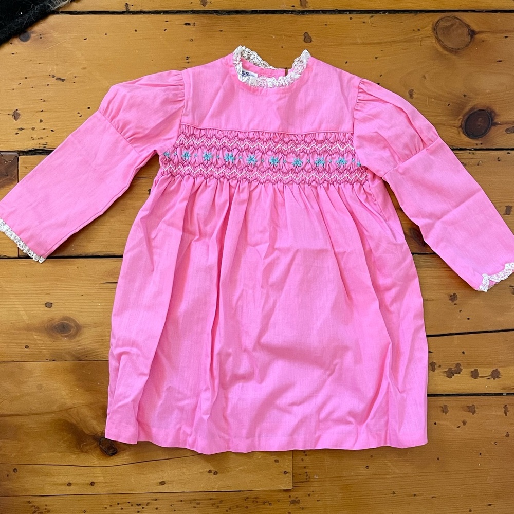 Vintage Polly Flinders girls dress with hand smocking